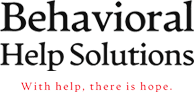 A black background with the words behavior help solutions written in red.